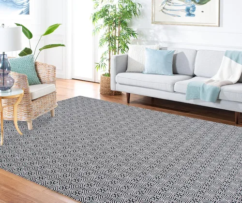 Miniatura 7 de Martha Stewart x SAFAVIEH - Colección de alfombras de área de 8 x 10 pies, carbón y gris, tejido plano, de algodón, ideal para sala de estar