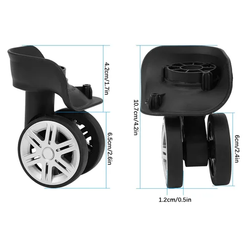 Miniatura 3 de plplaaoo - Ruedas de repuesto para equipaje, 1 par de ruedas de maleta, ruedas universales, ruedas conectadas silenciosas, rueda transportadora