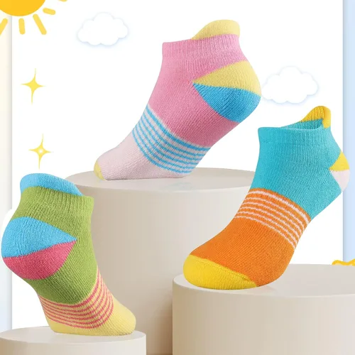 Miniatura 5 de Comfoex Calcetines para niñas de 4-6, 6-8, 8-10 años, calcetines cortos de algodón atléticos con suela acolchada, 6 pares