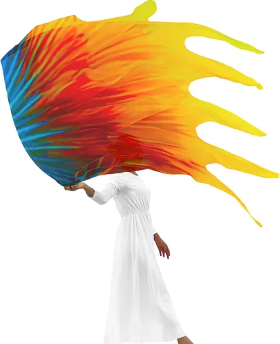 Miniatura 13 de Wuchieal Banderas de Adoración de Fuego Sagrado de Doble Capa, Bandera de Danza de Fuego Consumidor, Banderas de Danza de Alabanza de Iglesia
