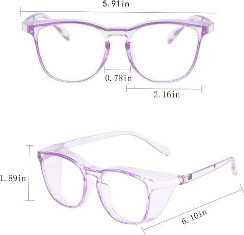 Miniatura 2 de Gafas de seguridad para hombres, mujeres, enfermeras, antivaho y a la moda, cómodas, con escudos laterales, protección ocular para adultos Púrpura