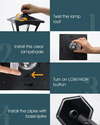 Miniatura 7 de Lámpara solar de 70 pulgadas para poste de luz exterior impermeable IP65, postes de lámpara solar iluminación al aire libre, luces LED exteriores