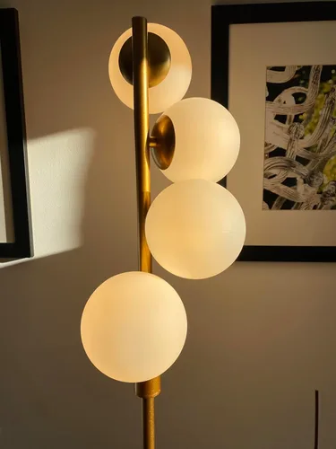 Miniatura 9 de Lightdot Lámpara de pie de globo regulable de 64 pulgadas (brillo ajustable), lámparas de pie doradas con 4 bombillas G9 de 3000 K, cuidado de ojos