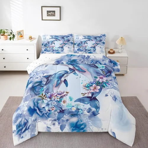Miniatura 34 de Homewish Lindo juego de edredón de perros, juego de ropa de cama verde para niños, niñas y mujeres, edredón de verano para adultos, juego de edredón