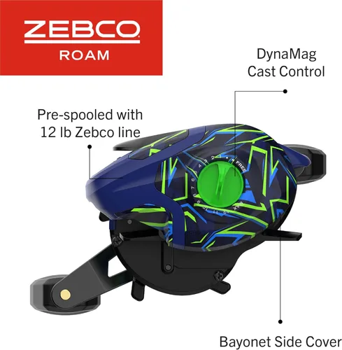 Miniatura 5 de Zebco Roam Baitcast - Combo de carrete y caña de pescar, caña de fibra de vidrio de 6 pies y 6 pulgadas, 2 piezas con mango de caña MaxTac de agarre