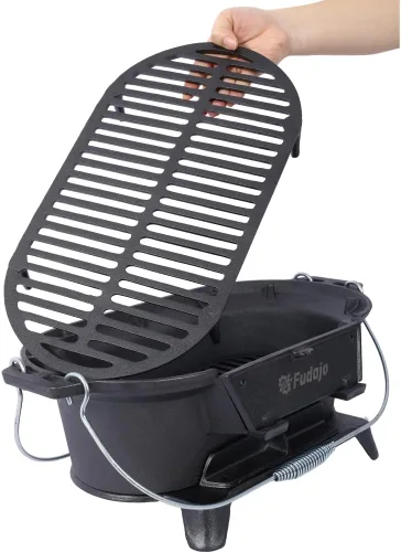 Miniatura 5 de Parrilla de Hierro Fundido Hibachi – Barbacoa portátil de carbón para cocinar al aire libre, sartén de mesa duradera, pequeño cocedor de carbón