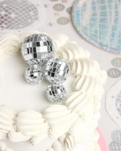 Miniatura 5 de xo, Fetti Decoración para pastel de bola de disco – 4 piezas Suministros de cumpleaños de Eras, decoración de pastel de cumpleaños, última