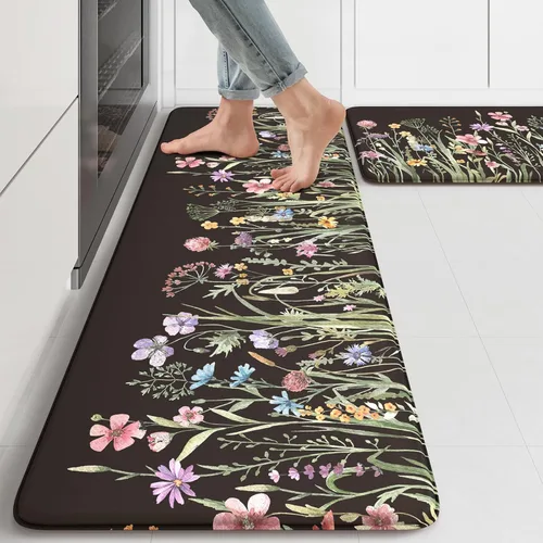 Miniatura 24 de KIMODE Tapete antifatiga para suelo de cocina, semicírculo de 18 x 28 pulgadas, de espuma viscoelástica, acolchado, antideslizante, tapetes cómodos