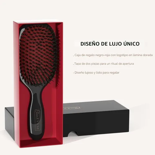 Miniatura 4 de Cepillo de cerdas de jabalí, pines de nylon suaves y cerdas de jabalí para alisar, desenredar, cerdas suaves que reducen la rotura y mejoran