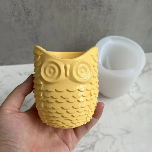 Miniatura 6 de Molde de Silicona para Maceta de Hormigón con Relieve de Búho, Molde para Plantas Suculentas, Portavelas de Arcilla, Vaso de Cemento
