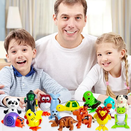 Miniatura 6 de Baaxxango 24 piezas de juguetes de cuerda surtidos de animales a granel, juguete mecánico para saltar y caminar, juguete de cuerda para fiestas