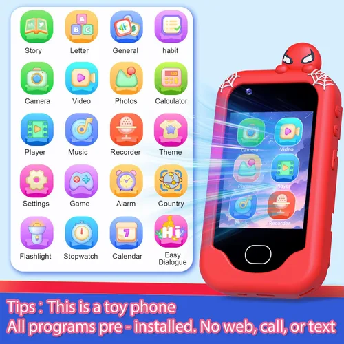 Miniatura 2 de Teléfono Inteligente para Niños, Regalo de Navidad y Cumpleaños para Niños Pequeños de 3 a 10 Años, Juguete de Teléfono Celular para Niños con Rojo