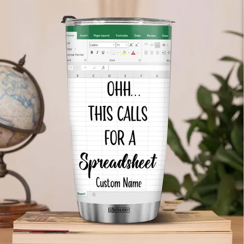 Miniatura 2 de BECHUSKY Regalos Personalizados para Contadores para Jefes, Mujeres y Hombres - Taza Termo Personalizada con Nombre de Hoja de Cálculo - Regalos