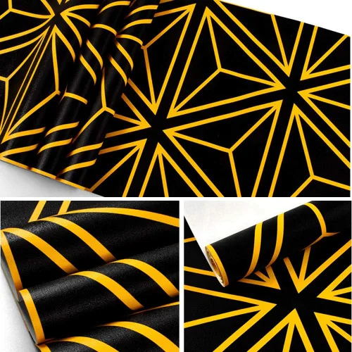 Miniatura 3 de DAWEI Patrón geométrico de moda 3D reflectante triángulo de PVC intermitente papel pintado barra de karaoke caja temática fondo pared 1.73 pies