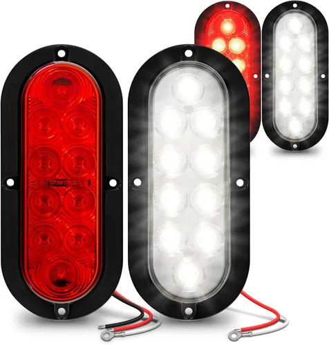 Miniatura 15 de TRUE MODS - Juego de 2 piezas de luces traseras LED ovaladas ámbar de 6 pulgadas para remolque [DOT FMVSS 108 SAE I6P] [montaje en superficie]