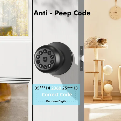 Miniatura 5 de Manija Inteligente de Puerta con Cerradura, Cerradura de Puerta sin Llave para Puerta Principal, Cerraduras de Puerta Inteligentes con Teclado, Negro
