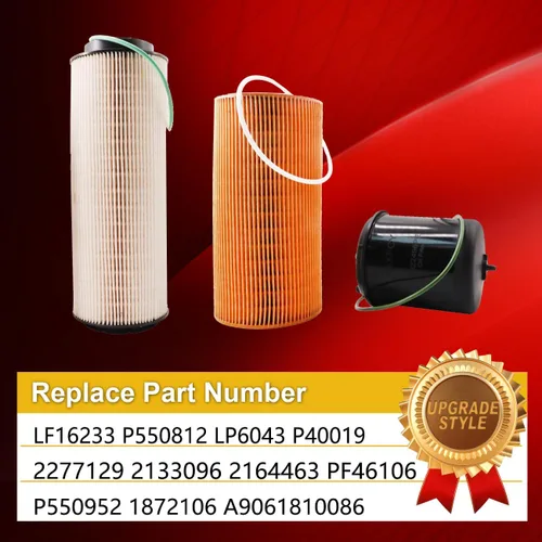 Miniatura 2 de 1852006 Filtro separador de agua de combustible 1922496 Filtro de aceite 1948921 Filtro de aceite compatible con MX11 MX13 EPA13 Motor Peterbilt DAF