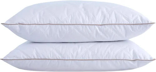 Miniatura 14 de puredown Almohadas de plumas de ganso y plumón, almohadas de lujo premium con funda 100% algodón, paquete de 2, tamaño estándar, 20 x 26 pulgadas