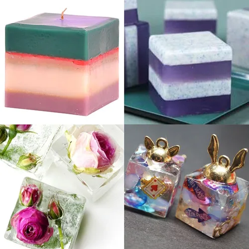 Miniatura 3 de Funshowcase Molde de silicona para pisapapapeles en forma de cubo para manualidades de arcilla polimérica, fabricación de jabón, resina epoxi