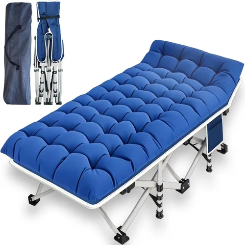 Miniatura 13 de Cuna de Camping con Colchón Cómodo Camas para Dormir Fácil de Montar Cama de Camping Resistente Cama Plegable Cama de Huésped con Bolsa de Transporte