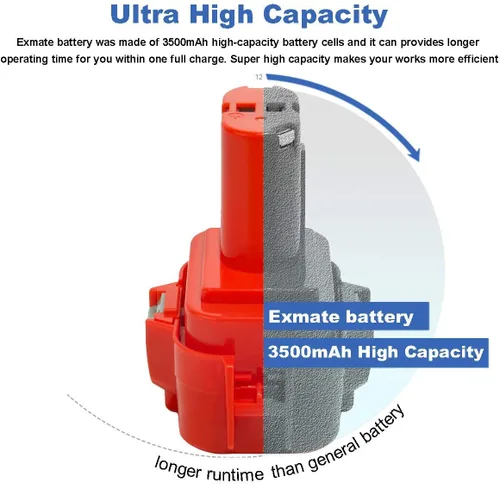 Miniatura 3 de Exmate Batería de 9.6V 3.5Ah para Makita PA09 9134 9135 9100 9120 9122 9133 9135A 192595-8 192321-5 192638-6 192404-1