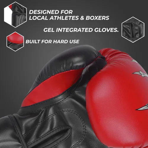 Miniatura 2 de Defy Sports - Guantes de boxeo para hombres y mujeres, de piel sintética de alta calidad, guantes de kickboxing con infusión de gel con soporte