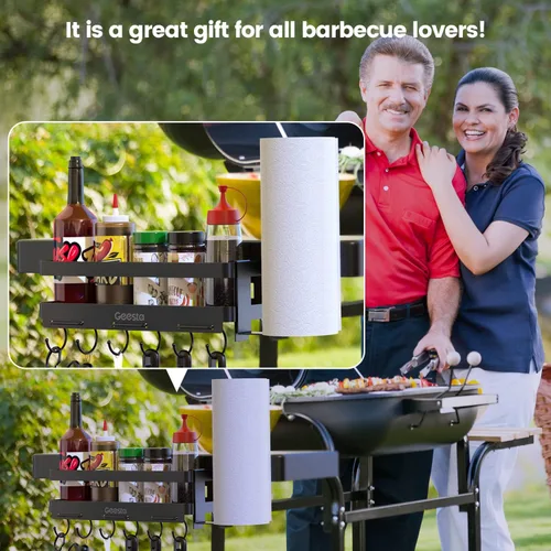 Miniatura 6 de Geesta Organizador de plancha mejorado para parrillas Blackstone de 28"/36", caja de almacenamiento de accesorios para barbacoa con soporte