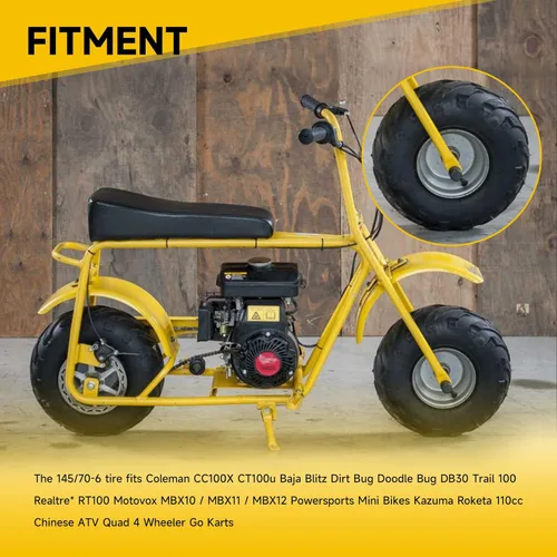 Miniatura 5 de HIAORS 145/70-6 145 70-6 Neumático sin cámara para Coleman CC100X CT100U Baja Dirt Bug Doodle Bug DB30 Monster Moto MMB80 MMB105 Motovox MBX10 MBX11