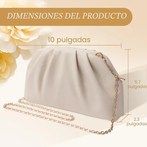 Miniatura 6 de lovyoCoCo Bolso de mano para mujer, suave, plisado, de poliuretano, para boda, elegante bolsa de noche para galas, bailes, fiestas de cóctel
