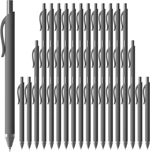 Miniatura 10 de Paquete de 12 bolígrafos negros - Bolígrafos de gel de 0.5 mm de tinta negra de secado rápido y escritura suave - Bolígrafo retráctil de agarre