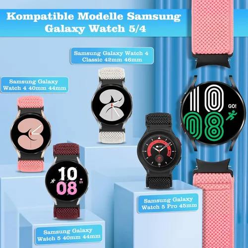 Miniatura 3 de Correa sin huecos compatible con Samsung Galaxy Watch 6/5/4 Band 1.575 in 1.732 in/Galaxy Watch 6 Classic Band 1.693 in 1.850 in/Galaxy Watch 5 Pro