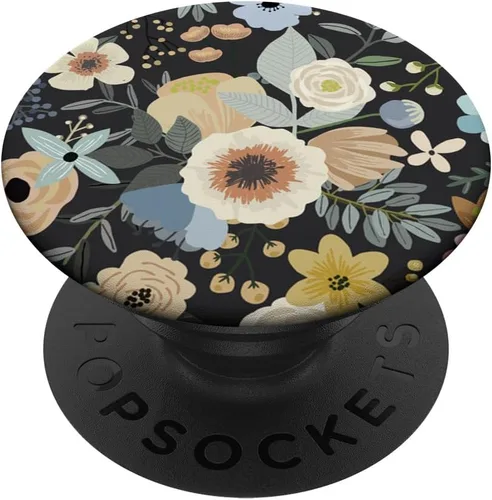 Miniatura 6 de Patrón floral botánico bohemio de flores silvestres (negro) PopSockets MagSafe PopGrip para iPhone