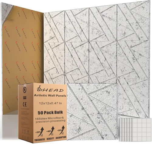Miniatura 39 de BSHEAD 10 piezas de paneles acústicos de microfibra de 165dtex, paneles de pared insonorizantes autoadhesivos, paneles de espuma de 12 x 12 x 0.4