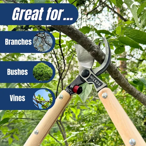 Miniatura 5 de Hickok Podadora de Árboles de Servicio Pesado – Cortador de Ramas de Árboles de 30" de Largo Alcance con Mangos de Madera de Hickory Herramienta