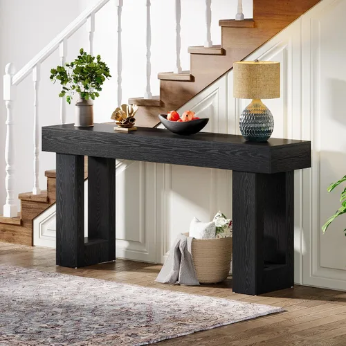 Miniatura 4 de Tribesigns - Mesa consola de 63 pulgadas de largo, mesa de sofá rectangular de madera detrás del sofá, mesa de entrada estilo granja para entrada