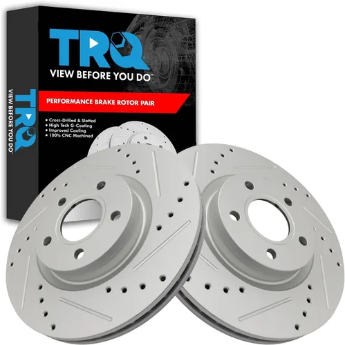 Miniatura 224 de TRQ Juego de rotores de freno de rendimiento trasero con revestimiento G premium compatible con Mazda 6 2014-2021
