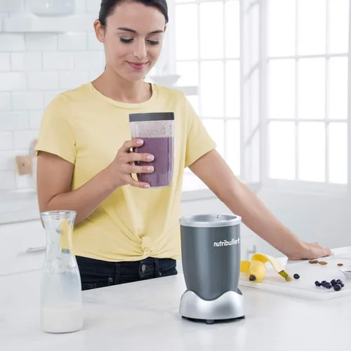 Miniatura 3 de NutriBullet Taza alta de 24 onzas con anillo de borde estándar, transparente/gris
