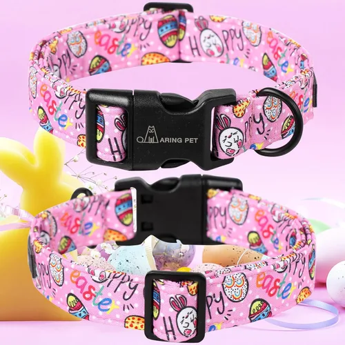 Miniatura 201 de Aring Pet Collar de algodón, lindo, con hebilla de liberación rápida, para bodas, para perros pequeños, medianos y grandes, rosa Terciopelo rosa