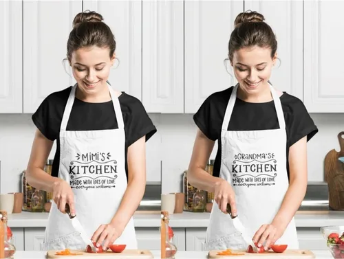 Miniatura 7 de Personalized Aprons for Women. Stylish Black Kitchen Apron, Perfect for Servers. Durable Apron for Women White