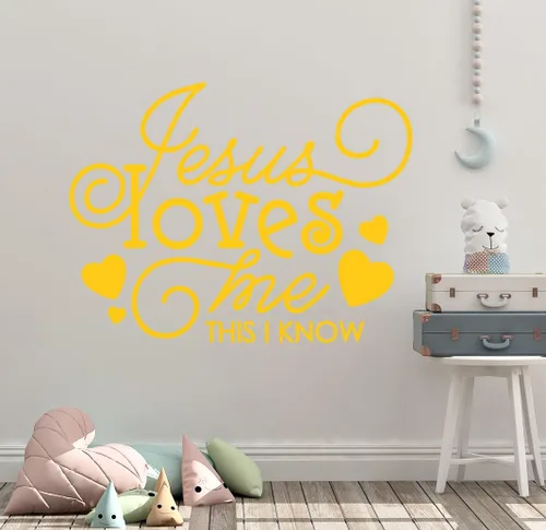 Miniatura 2 de 30 x 24 pulgadas Jesús me ama esto sé corazón lindo para la Biblia Tells Me So Song Niños calcomanía de pared mural arte decoración del hogar