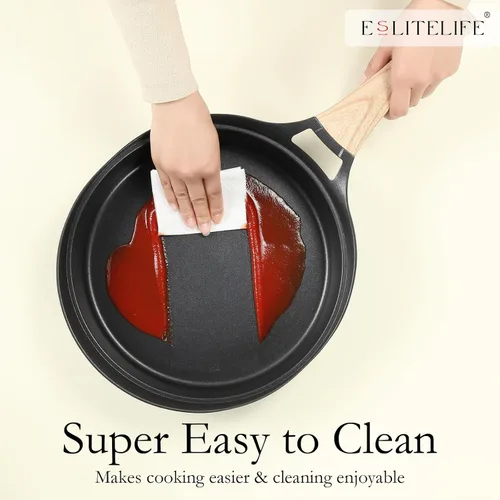 Miniatura 6 de ESLITE LIFE Sartén antiadherente profunda, revestimiento de granito saludable, sartén para tortilla de huevo, utensilios de cocina de piedra, sin