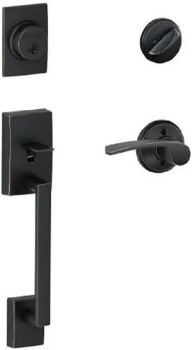 Miniatura 14 de Schlage F60 CEN 622 LAT CEN Century - Juego de manijas de entrada delantera con palanca Latitude, acero aleado, cerrojo con llave de 1 lado, negro