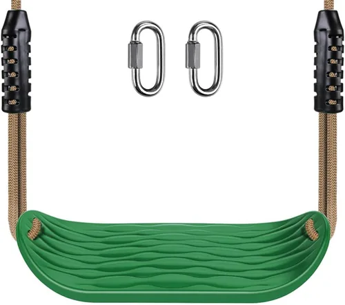 Miniatura 7 de BeneLabel Asiento de columpio antideslizante con cuerda ajustable y mosquetones, accesorios de columpio para patio de recreo resistente, para niños