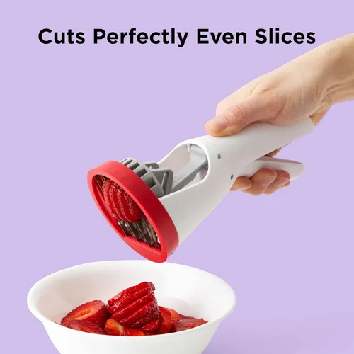 Miniatura 4 de Chef'n Rebanadora Manual Strawberry Slicester, Cereza/Merengue