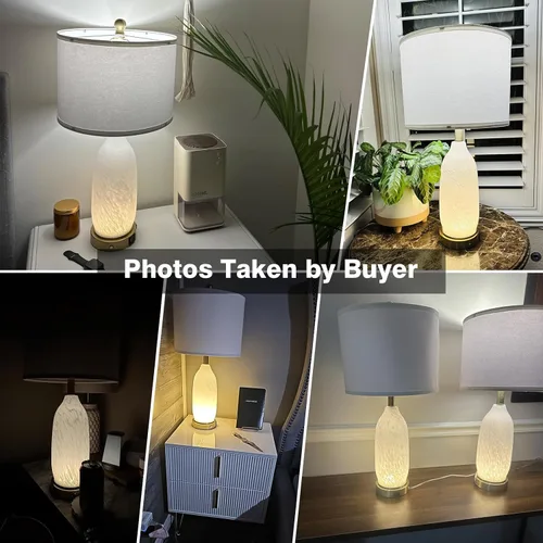 Miniatura 6 de Rinweey 26" Modern Clear Glass Table Lamp Nightstand Lamp with USB A+C Ports & AC Outlet,Bedside Lamps with 3-Way Dimmable Touch Control Night Light
