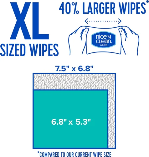 Miniatura 2 de Nice 'N CLEAN Toallitas desechables extra grandes Toallitas 40% más grandes Toallitas húmedas XL para adultos de 6.8 x 7.5 pulgadas sin perfume