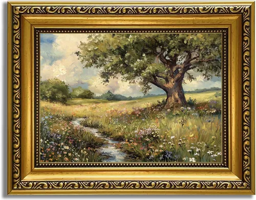 Miniatura 66 de YD&YZY Arte de pared de rana divertida para baño con marco dorado, lienzo de rana en el inodoro leyendo periódico, decoración de pared, pintura