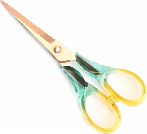 Miniatura 9 de Tijeras pequeñas multiusos de 6.3 pulgadas, hoja de acero inoxidable con mango acrílico, tijeras de manualidades para oficina, escuela, hogar, tela