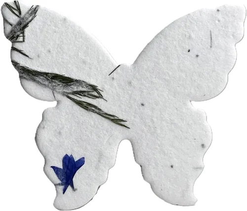Miniatura 2 de Of The Earth Papel hecho a mano – Papel de semillas de flores silvestres con forma de mariposa – Grande 3 pulgadas – Juego de 100