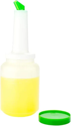 Miniatura 5 de Restaurantware Botella de plástico de almacenamiento de 2 cuartos de galón, con boquilla roja y tapa, botella de almacenamiento de barra, 4 3/4 Rojo